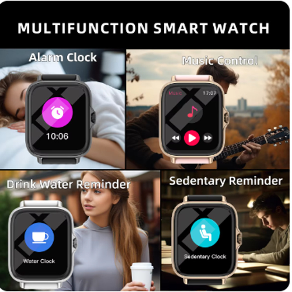 Smart Watch 1.83" Black HD Screen Bluetooth Fitness Tracker HR Waterproof - Picture 6 of 7